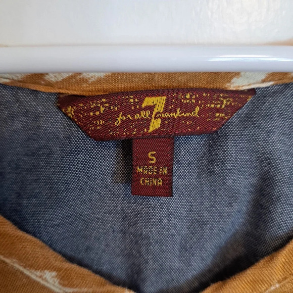 7 For All Mankind Women’s Yellow White Hand Woven Linen Blouse Size Small - Picture 3 of 6